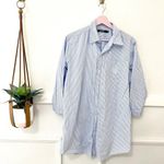 Ralph Lauren  Long Sleeve Cotton Poplin Sleep Shirt Stripe Windsor Navy White M Photo 1
