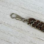 Source Unknown Gold Tone Chunky Chain Link Bracelet Brown Braided Faux Leather Cord Edgy NWOT Photo 6