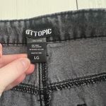 Hot Topic  Womans Black‎ Frayed Star Patch Wide Leg Denim Pants Size Large Goth Photo 4