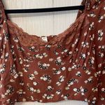 BP . Long Sleeve Floral Crop Top with Lace Trim – Size Small Photo 1