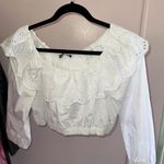 ZARA  White Off-Shoulder Eyelet Crop Top Photo 1
