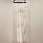 Lulus Lulu’s Light Breeze White Striped Crochet Lace Boho Tiered Maxi Dress Sz XS Photo 5