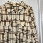 PacSun 🛍️ LA Hearts  Ivory Oversized Plaid Button Up Shacket Shirt Jacket Sz M/L Photo 8