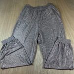 Maeve Anthropologie Metallic Cropped Pants Womens L Gray Pink Shimmer Stretch Photo 0