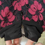 Adrianna Papell  black pink floral‎ lace dress scarf neck size 4 Gothic Photo 8