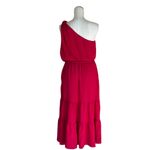 Max Studio NWT   ONE SHOULDER TIRED MAXI DRESS POCKETS IN COLOR CERISE Photo 3