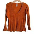Free People FP Beach Henley Long Sleeve Pullover Orange Size Medium Photo 0