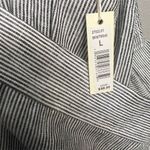 Max Studio  Vertical Striped Crop Pants Sz Large Gray White Linen Blend Straight Photo 7