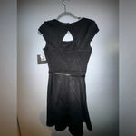 Iz Byer IZ Byers women’s black Belt Skater Textured short sleeve Aline midi Dress medium Photo 1