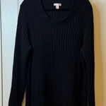 White Stag  Sweater Womens Black Textured Knit Long Sleeve Plus Size 2X/24W # Photo 0