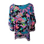 Trina Turk  Casablanca Floral Print Tunic Swim Cover Up Size Small Tropical Beach Photo 4