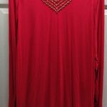 Michael Kors  Womens Size XL Red Long Sleeve Jeweled Rhinestone Stretch Tunic Top Photo 0