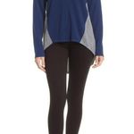 a.n.a Womens Navy Gray Two-Toned Crewneck High Low Sweater Cozy Chic Size Medium Photo 0