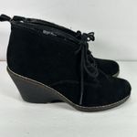 White Mountain Lambert Wedge Ankle Bootie Black Suede Lace Up 8 1/2 Photo 1