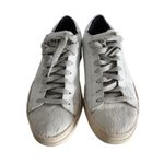 P448 John White Leather Grey Pony Hair Silver Metallic Low Top Sneakers Photo 2