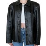 Preston & York Vintage 90s Black Leather Blazer Jacket Photo 0