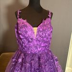 Women’s Purple Full Length Prom Party Quinceanera Dress Lace Appliqué Size 14 Photo 1