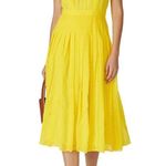 J.Crew NWT Midi in Bright Kiwi Yellow Embroidered Chiffon Short Sleeve Dress 2 Photo 11