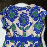 Biden Nantucket Blue and Green Notch Neck Tapestry Sheath Dress Size 8 Photo 7