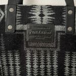 Pendleton  | Long Tote Foldover Bag Crossbody Wool Leather Harding Black Gray Photo 5