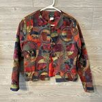 Sharon Endick Size S Multi Color Tapestry Jacket‎ Three Button Closure Artsy Red Photo 0