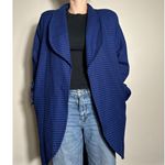 Vintage 100% Wool Blue Black Plaid Blazer Jacket with Shoulder Pads Size XXL Photo 2