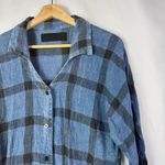 Boutique Vintage Blue & Black Plaid Button Down Short Sleeve Top M Size M Photo 2