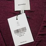 Reformation NWT Ines Knit Top in Wine V-neck Long Sleeve Ruched Blouse M Photo 2