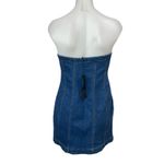 Know One Cares NEW  Denim Strapless Bandeau Button Down Mini Bodycon Tube Dress L Photo 1