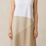 For Cynthia Sleeveless Linen Blend Colorblock Midi Dress Pockets A-line Sz XL Photo 0
