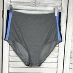 Aerie High Rise Swim Bottoms Gray/Blue Stripe-Large Photo 0