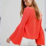 Free People XS Orange Damsel Cropped Bell Sleeve V-Neck Sweater Photo 5