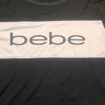 BEBE SPORT Women's Large White/White Mesh‎ Top Shirt Short Sleeve Logo Black Photo 1