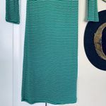 BCBGMAXAZRIA BCBG Green & White Striped Lightweight Stretchy Sweater Midi Bodycon Dress | XS Photo 5