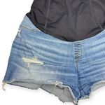 Isabel Maternity Midi Short Distressed Blue Denim Shorts Size 8/29 Photo 2