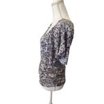 CAbi  Blouse Womens Size M Multi Floral V Neck Ruched Short Sleeve Boho Chic Photo 1