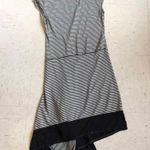 Black white striped asymmetrical hem dress short sleeve Photo 1