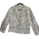 Women's Silvery Floral Brocade Blazer Jacket Size XL Elegant Holiday Corporate Gray Photo 0