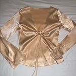 SheIn Yellow Satin  Tie Top Photo 0