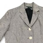 LAUREN RALPH LAUREN CROPPED LINEN BLACK WHITE PETITE BLAZER JACKET 12P Photo 4