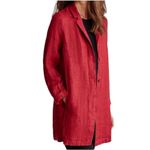 Eileen Fisher Jacket Organic Linen Doubleweave Coat Pocket Women’s Medium Red Photo 4