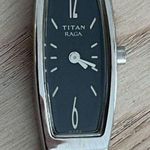 Raga Titan Ladies Watch Two Tone Bracelet Rectangular Black Dial Photo 1