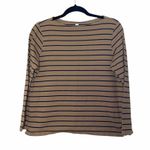 Uniqlo Tan Cotton Striped Boat Neckline Top Photo 0
