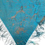 Ethereal Boho Witch Hippie Romantic Blue Sheer Floral Fringe Bandana Lace Shawl Photo 5