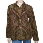 Flashback Vintage Women’s M Damask Carpet Tapestry Tassel Wooden Button Jacket Brown Size M Photo 1