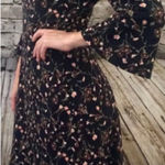 Kaileigh Gretta Greta Knit Dress Dark Green Pink Floral 3/4 Sleeve Bell Sleeve L Photo 0