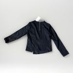 COS NWT  Draped Denim Top Black Womens US 10 Padded Shoulder Long Sleeve Blouse Photo 3