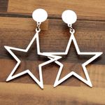 Silver Star Drop Boho Earrings Photo 0