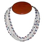 Vintage Hob’e Multistrand Red White Blue Beaded Choker Necklace Red Photo 0