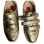 Metallic Gold Leather Velcro Sneakers Kenneth Cole New York Size 6 Photo 2